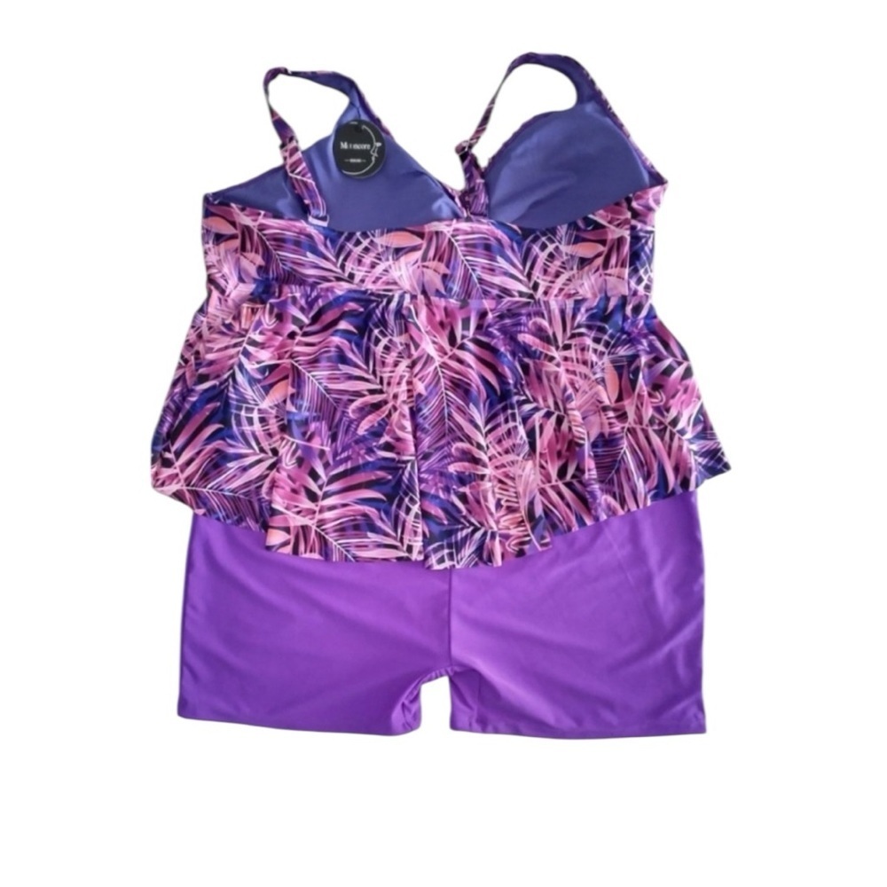 Mooncore V-Neck Twist Tankini Set, Size 4XL, Pink Purple, NWT - Picture 3 of 8